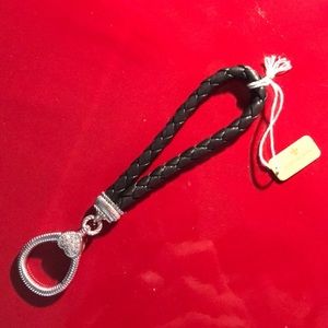JUDITH RIPKA BLK LEATHER+STAINLESS STEEL KEYRING